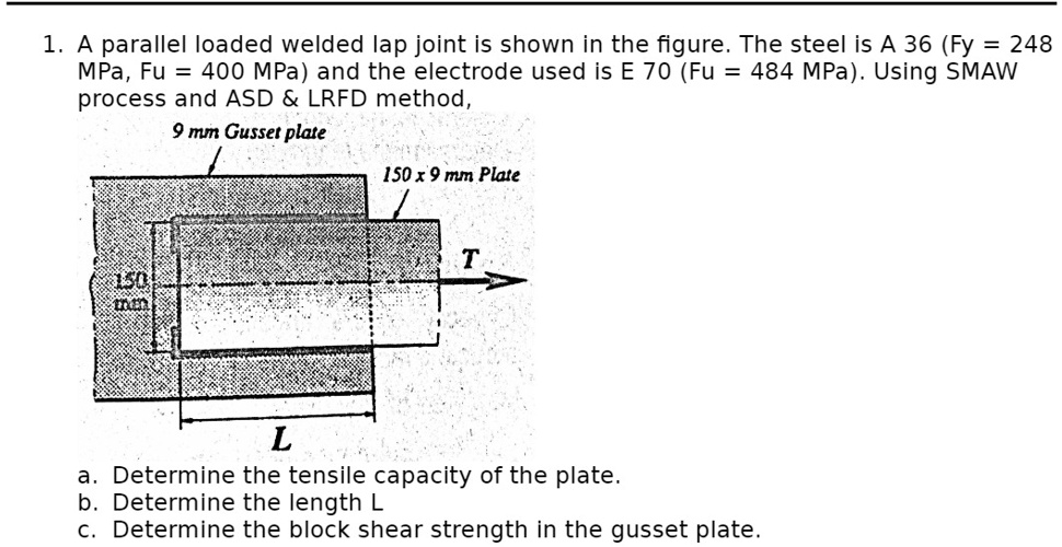 SOLVED A parallel loaded welded lap joint is shown in the figure. The
