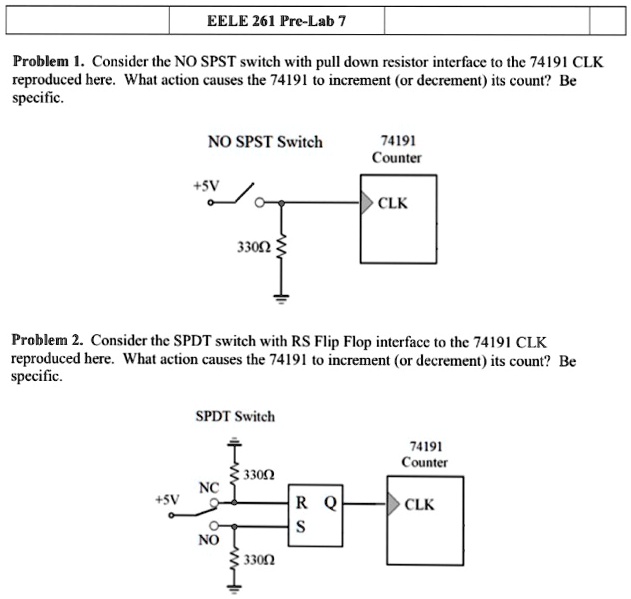 SOLVED: Problem 1. Consider the NO SPST switch with pull-down resistor ...