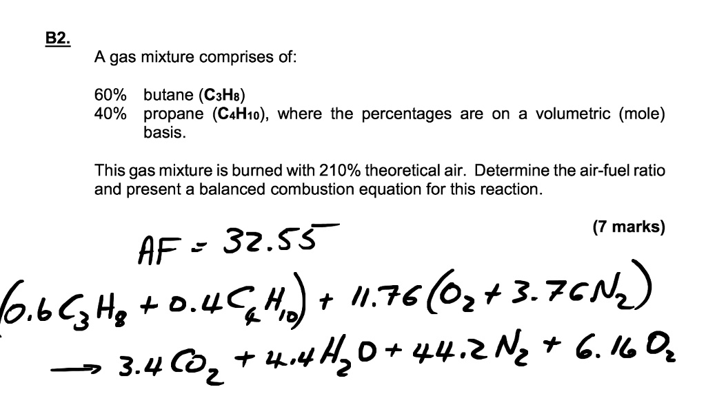 SOLVED A gas mixture comprises of 60 butane (C4H10) 40 propane