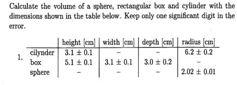 SOLVED: Calculate the volume of sphere rectangular box and cylinder ...