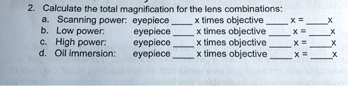 SOLVED: Calculate the total magnification for the lens combinations ...