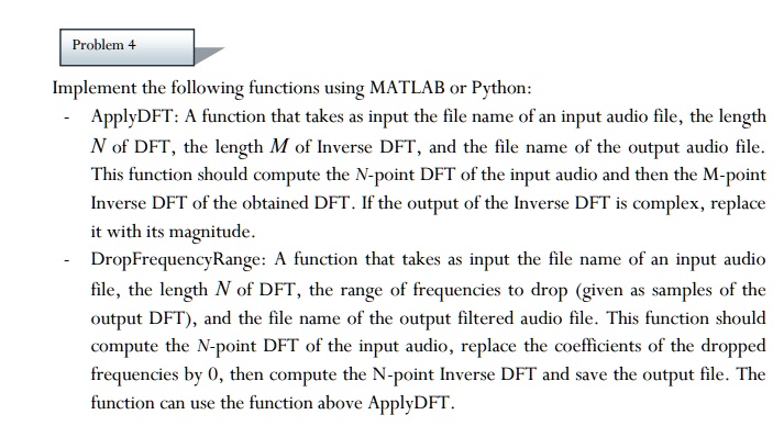 SOLVED: Implement the following functions using MATLAB or Python ...