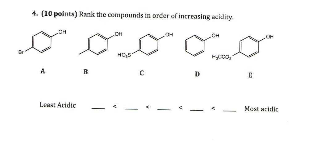 Which Of The Following Would Be The Least Effective Reference SOLVED: 4 (10 points) Rank the compounds in order of increasing acidity