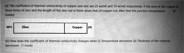 SOLVED:(a} The coefficlent of thermal conductivity of copper and zinc ...