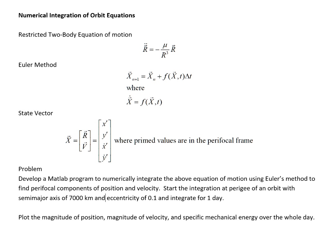 Restricted Two-Body Equation of Motion: Euler Method for Numerical ...