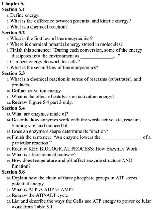 SOLVED: Chapter 5 Section 5: Define energy. What is the difference ...