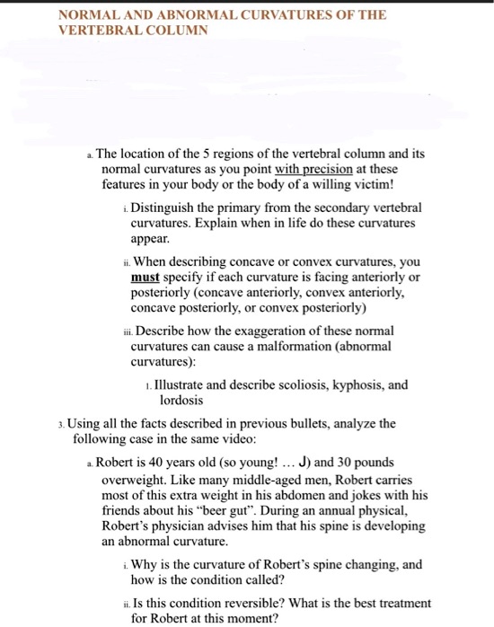 SOLVED: NORMAL AND ABNORMAL CURVATURES OF THE VERTEBRAL COLUMN The