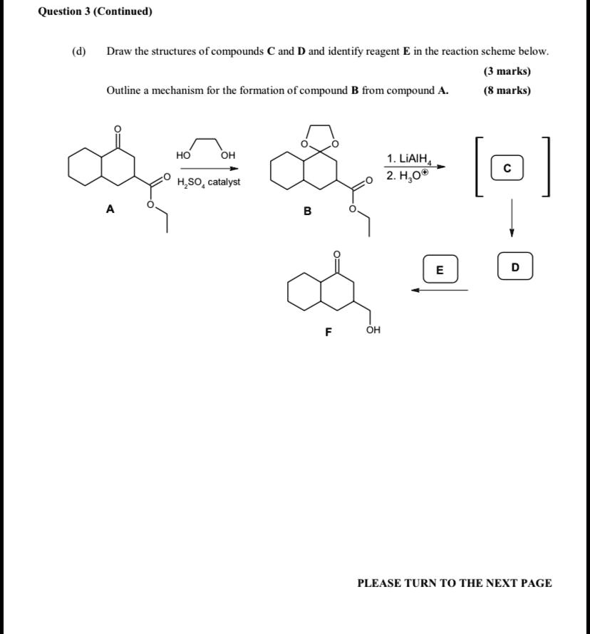 SOLVED Question (Continued) Draw the structures 0f compounds € and D