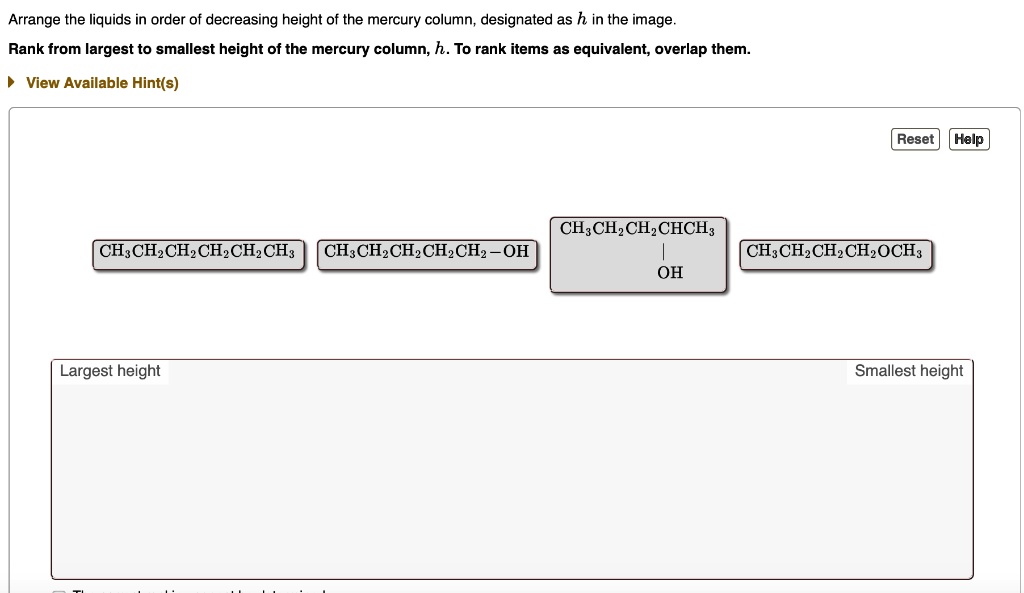 solved-arrange-the-liquids-in-order-of-decreasing-height-of-the