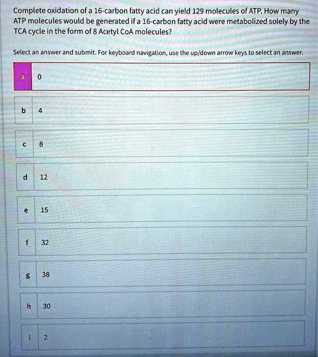 oxidation ofa 16carbon fatty acid can yield 129