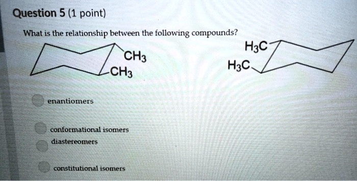 Solved Question 5 1 Point What The Relationship Between The Following Compounds H3c Ch3 Ch3 7866