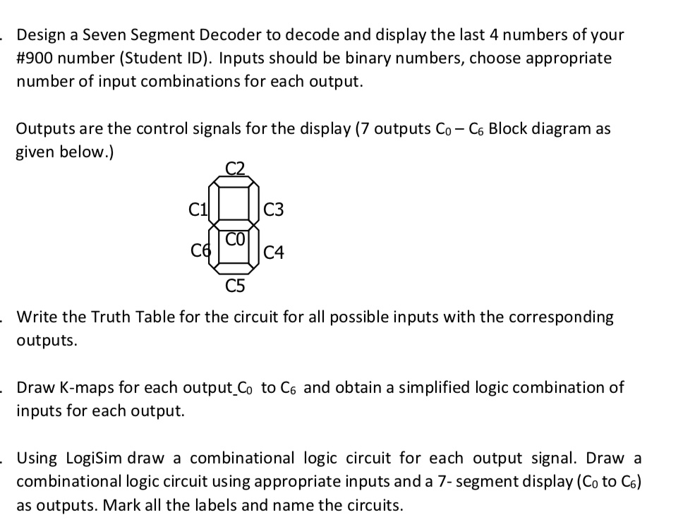 SOLVED: Design a Seven Segment Decoder to decode and display the last 4 ...