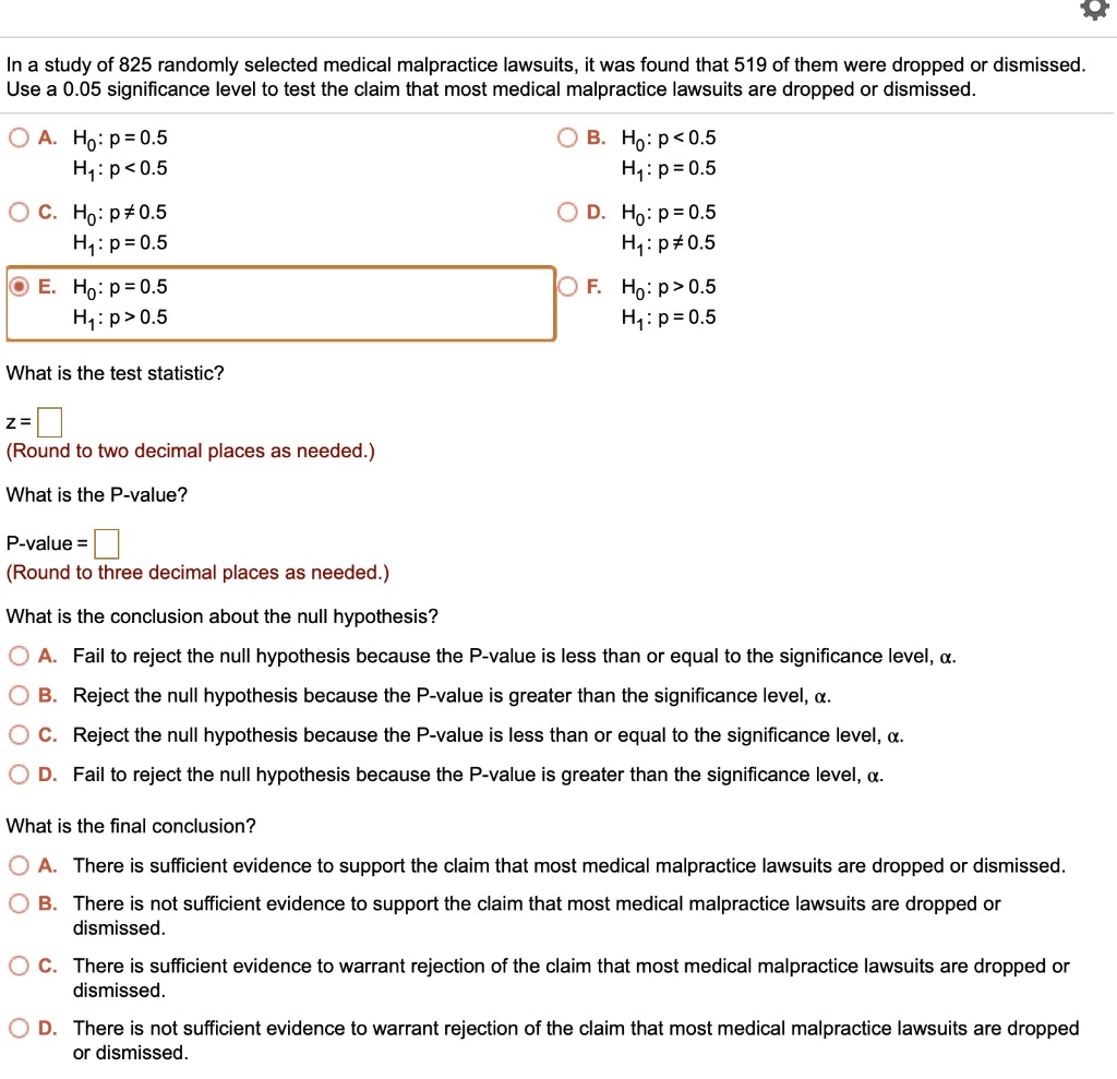 Solved In a study of 803 randomly selected medical