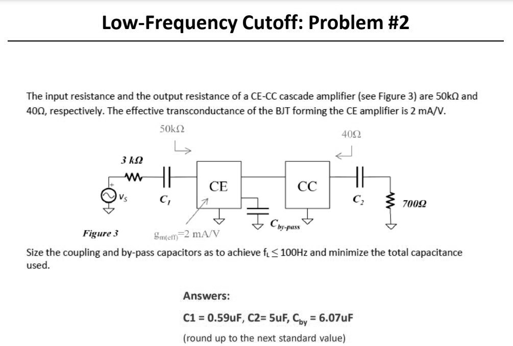 SOLVED LowFrequency Cutoff Problem 2 The input resistance and the
