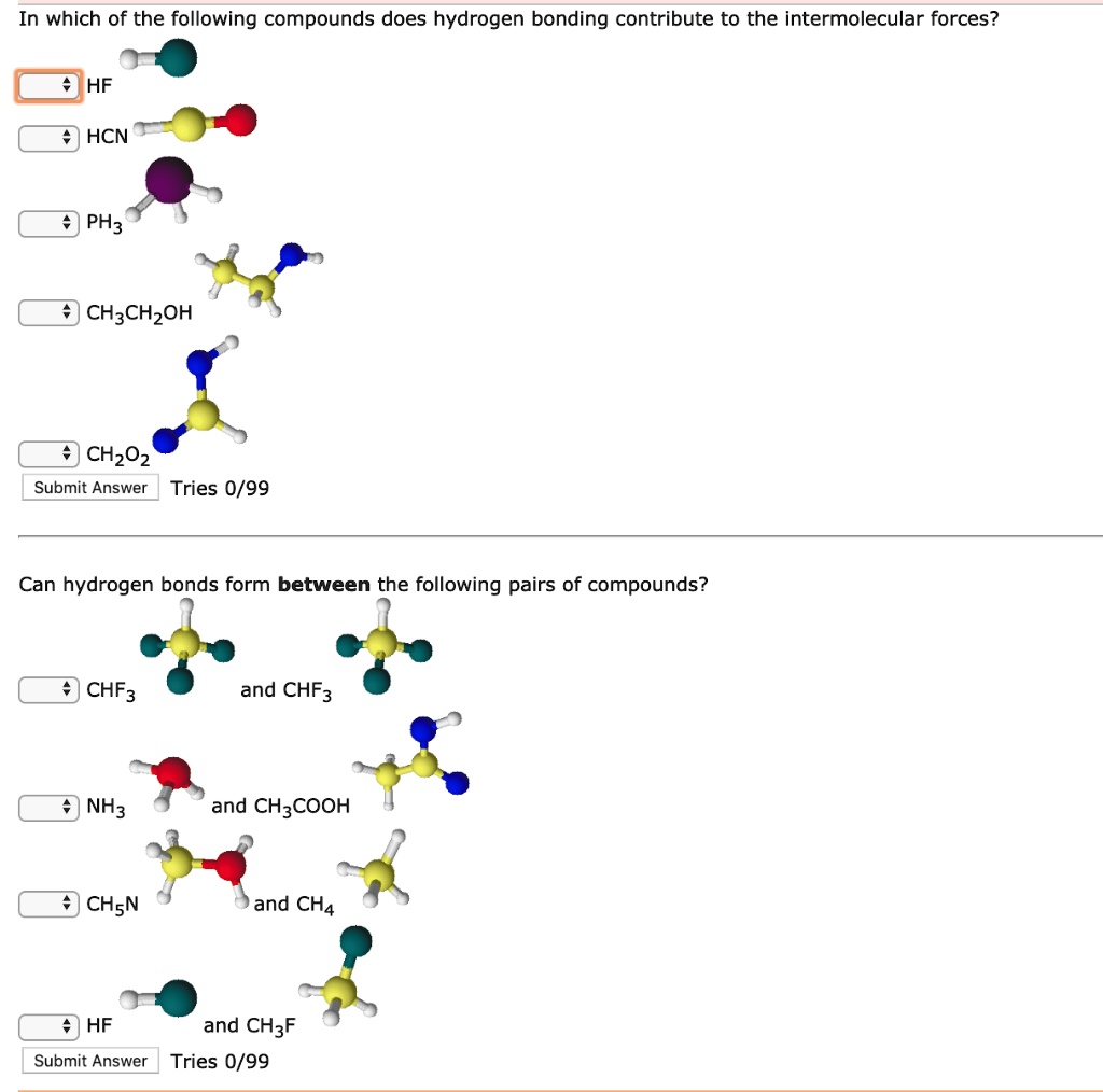 SOLVED In which of the following compounds does hydrogen bonding