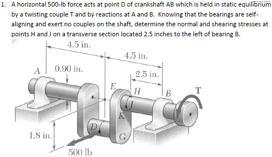 1 A Horizontal 5oo Lb Force Acts At Point D Of Crankshaft Ab Which Is ...