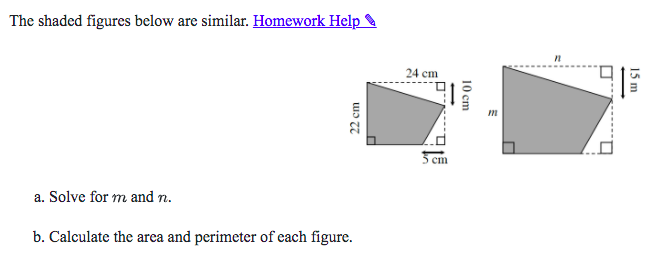 SOLVED: The shaded figures below are similar. Homework Help a. Solve ...