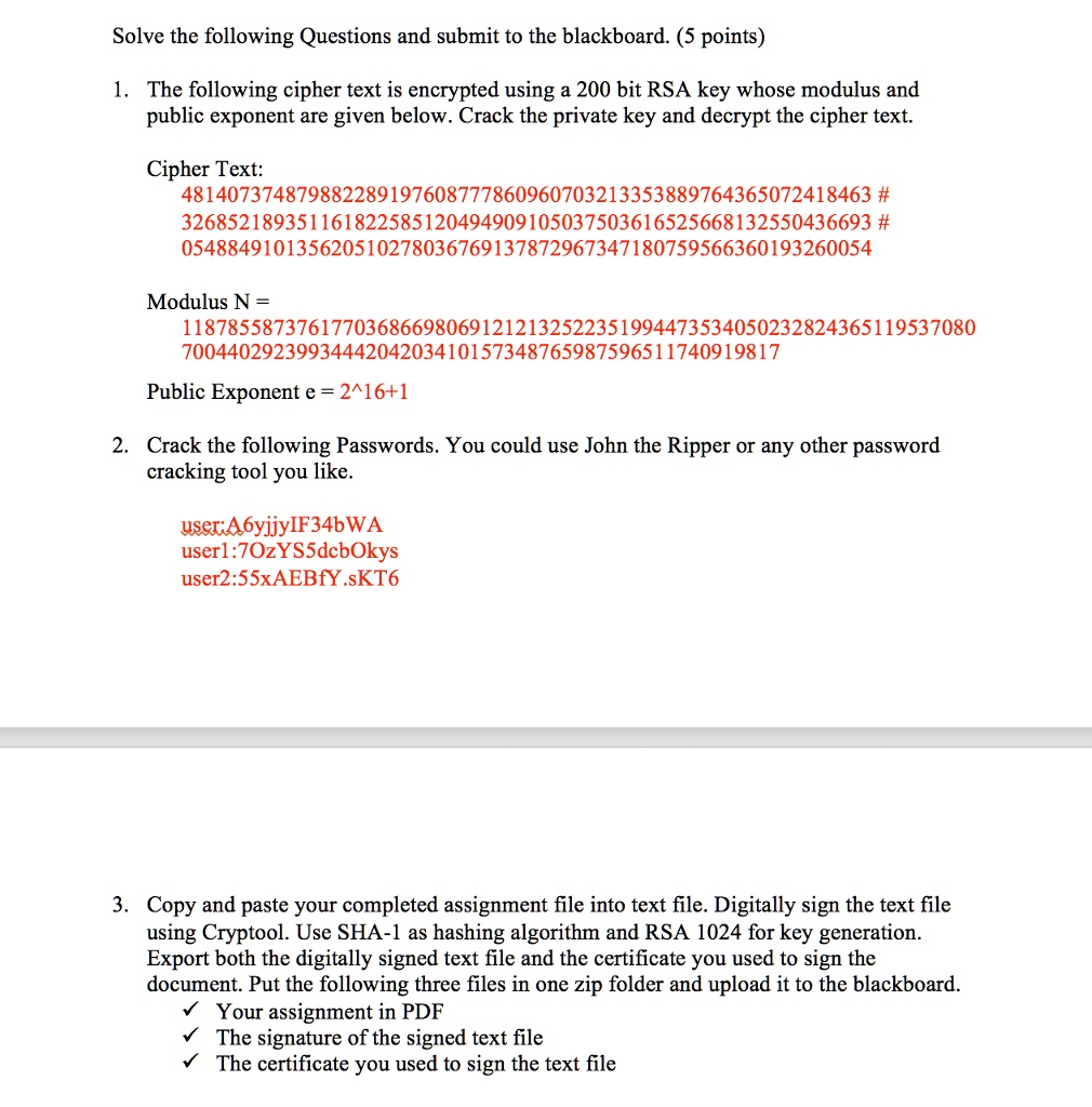 SOLVED: Solve the following Questions and submit to the blackboard. (5 ...
