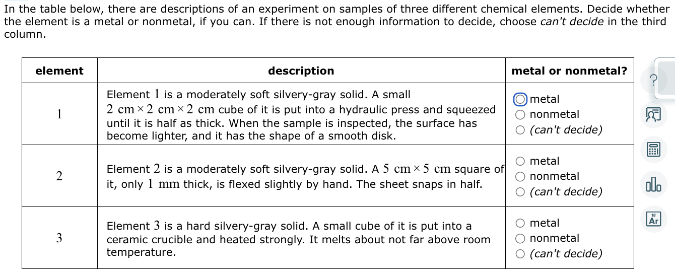 SOLVED In the table below, there are descriptions of an experiment on