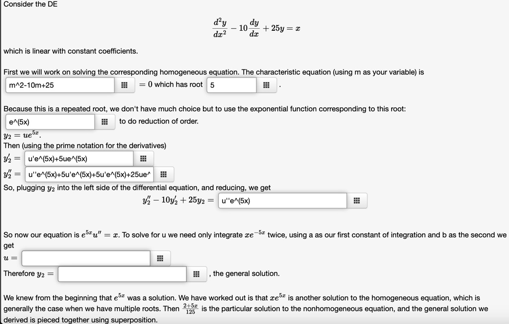 SOLVED Consider The DE d 2 y dx 2 10 dy dx 25y x Which Is solved-consider-the-de-d-2-y-dx-2-10-dy-dx-25y-x-which-is