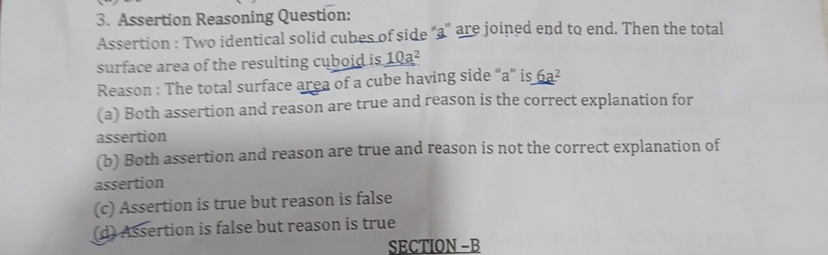 3 assertion reasoning question assertion two identical solid cubes of ...
