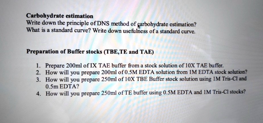 SOLVED: Carbohydrate Estimation Write Down The Principle OfDNS Method ...