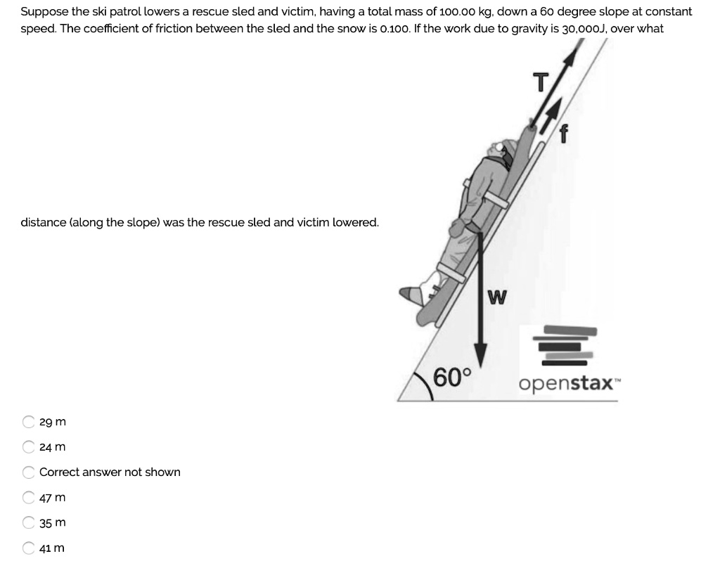 SOLVED Suppose the ski patrol lowers a rescue sled and victim, having