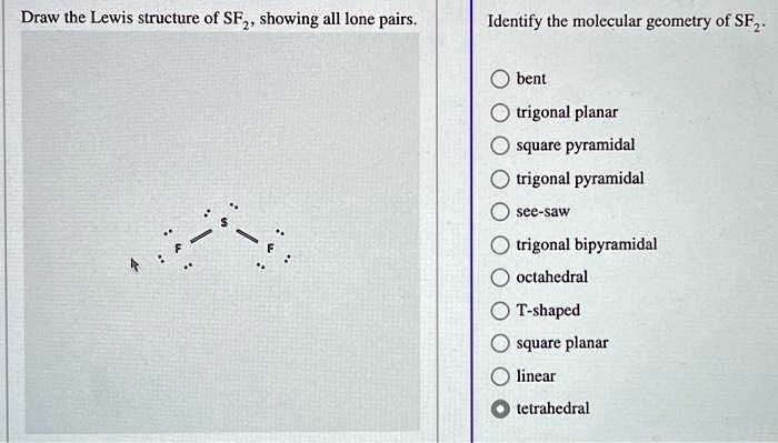 SOLVED: Draw the Lewis structure of SF4 showing all lone pairs ...