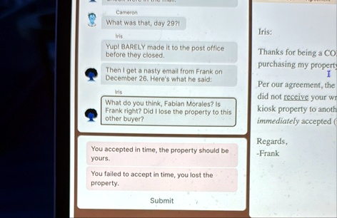 cameron what was that day 29 iris yup barely made it to the post office before they closed then i get a nasty email from frank on december 26 heres what he said iris what do you think fabian 60814