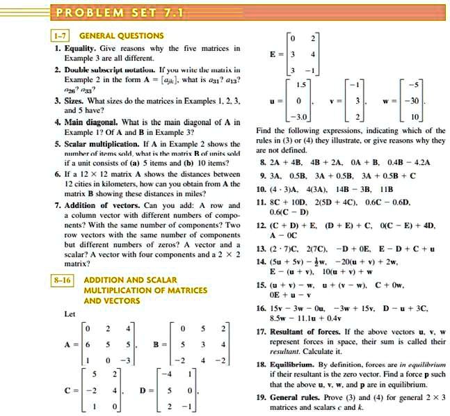 PROBLEM SET 7 GENERAL QUESTIONS Equality: Give an example of two ...