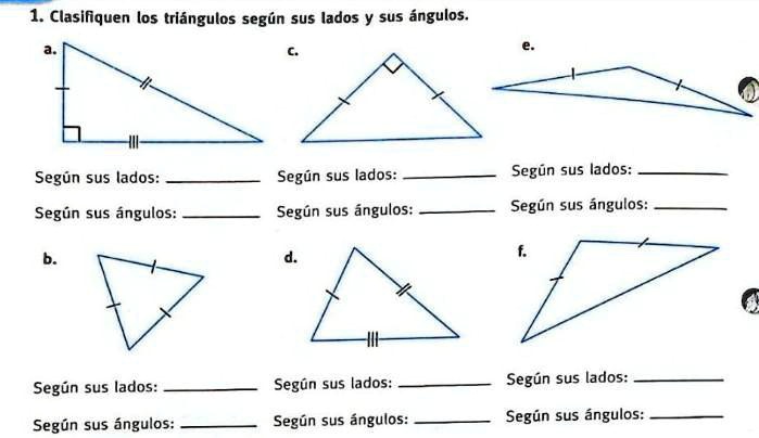 SOLVED: califiqué los triángulos según sus lados y sus ángulos 1 ...