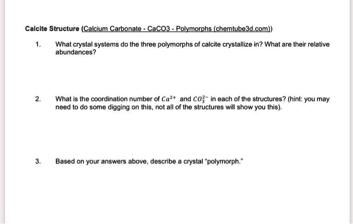Calcium Carbonate - CaCO3 - Polymorphs