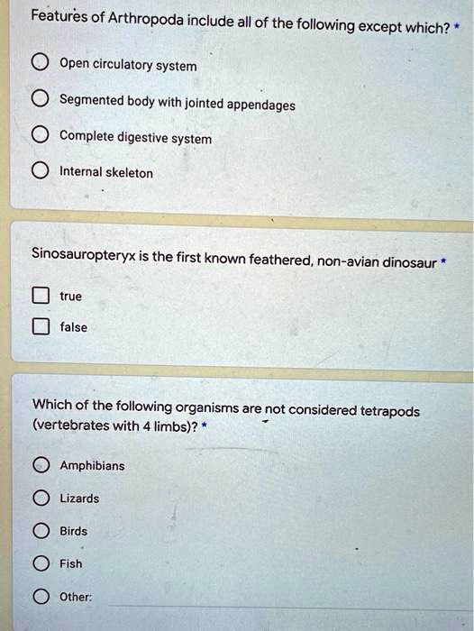 SOLVED:Features of Arthropoda include all of the following except which