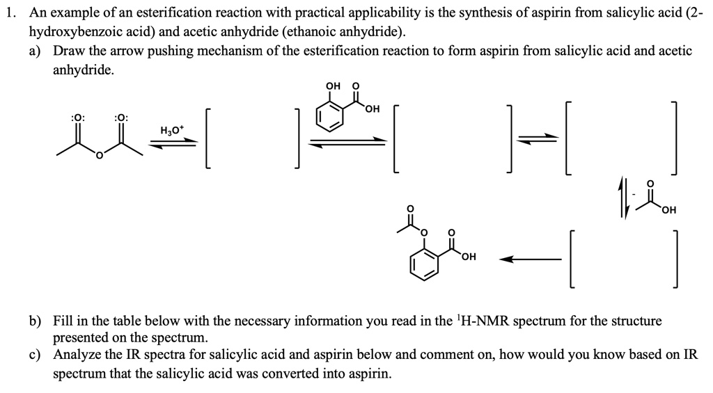 SOLVED An example of an esterification reaction with practical