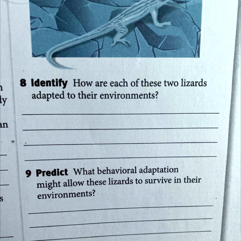 SOLVED '9 Predict What behavioral adaptation might allow these lizards