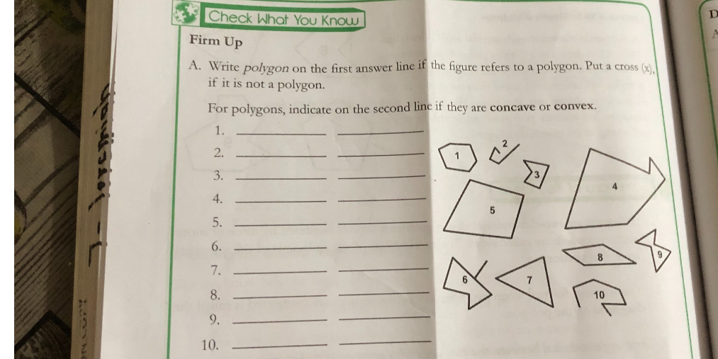 SOLVED: Check What You Know Firm Up A. Write polygon on the first ...