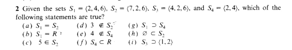 S2 Top Set Math Equations 2 Given the sets S1={2,4,6}, S2={7,2,6}, S3={4,2,6}, and S4={2,4 ...