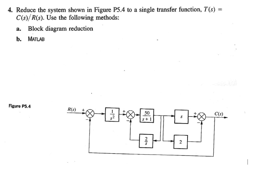 SOLVED: Find the transfer function using Matlab software. Reduce the ...