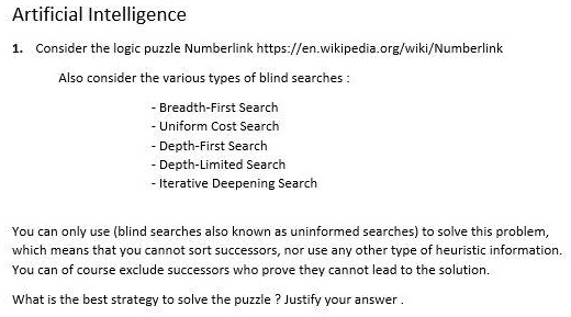SOLVED: Consider the logic puzzle Numberlink (https://en.wikipedia.org ...