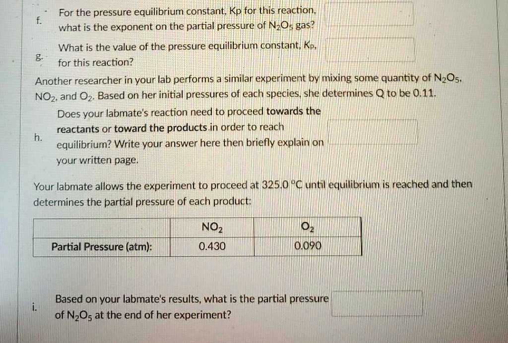 SOLVED: For The Pressure Equilibrium Constant, Kp, For This Reaction ...