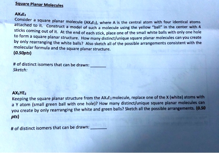 Square Planar Molecules AX4E2 Consider a square planar molecule (AX4E2 ...