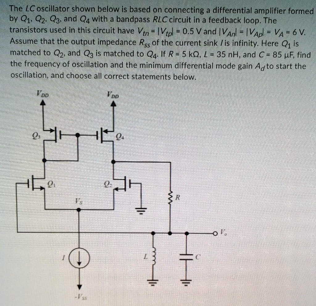 SOLVED The LC oscillator shown below is based on connecting a