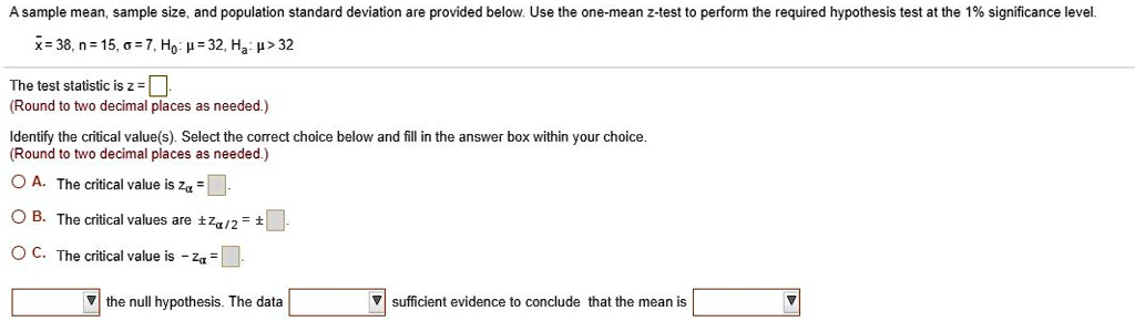 Sample mean, sample size , and population standard de… - SolvedLib