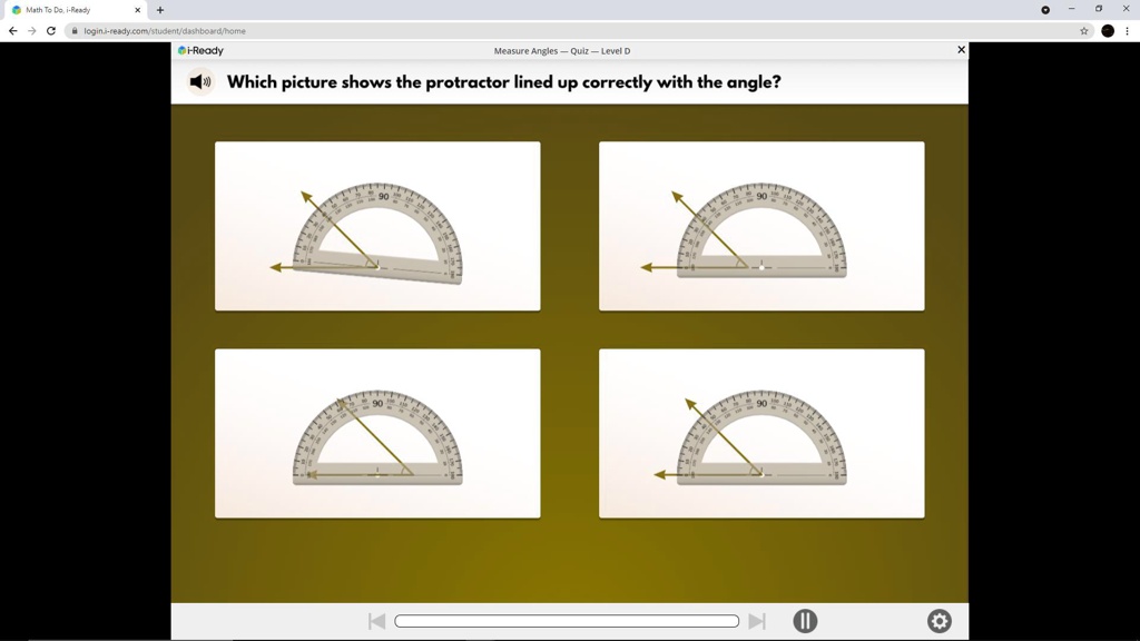 SOLVED: NEED HELP ASAP!! Which picture shows the protractor lined up ...