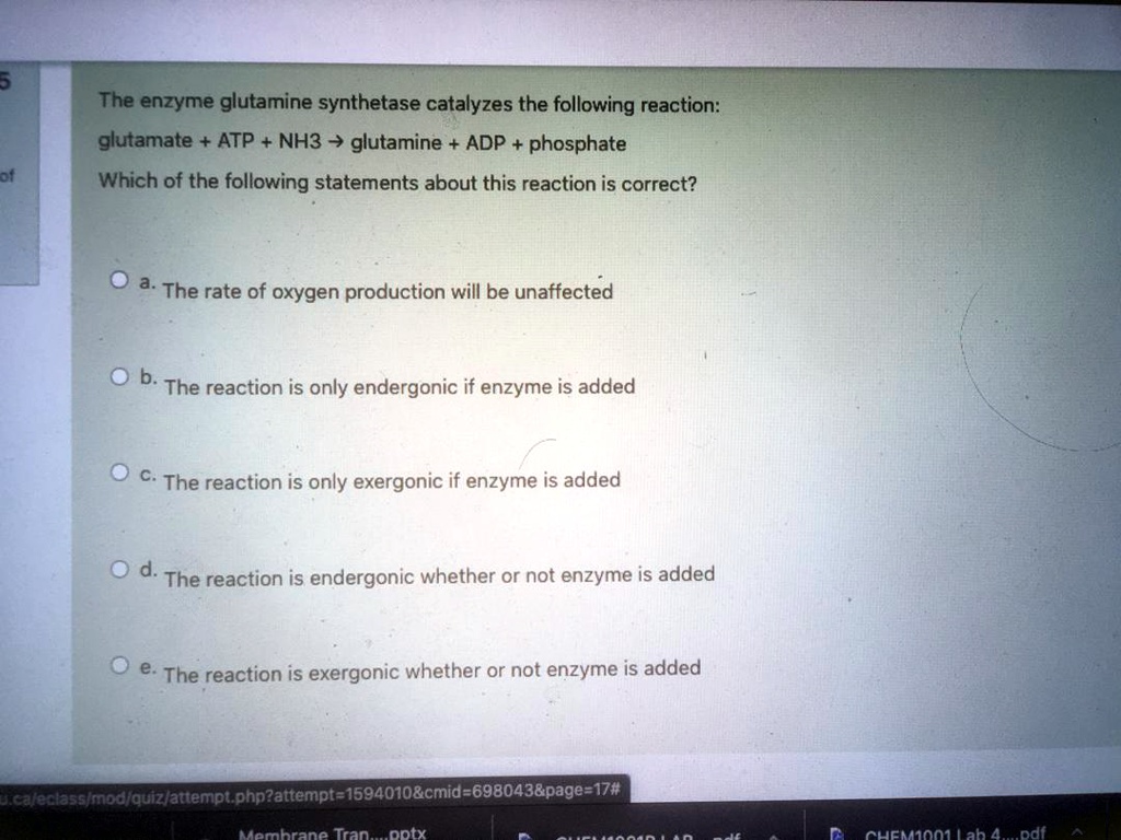 Which Of The Following Statements About Atp Is Correct SOLVED: The enzyme glutamine synthetase catalyzes the following