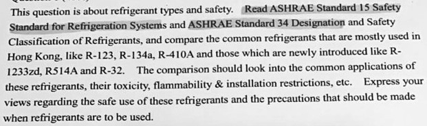 SOLVED: This Question Is About Refrigerant Types And Safety. Read ...