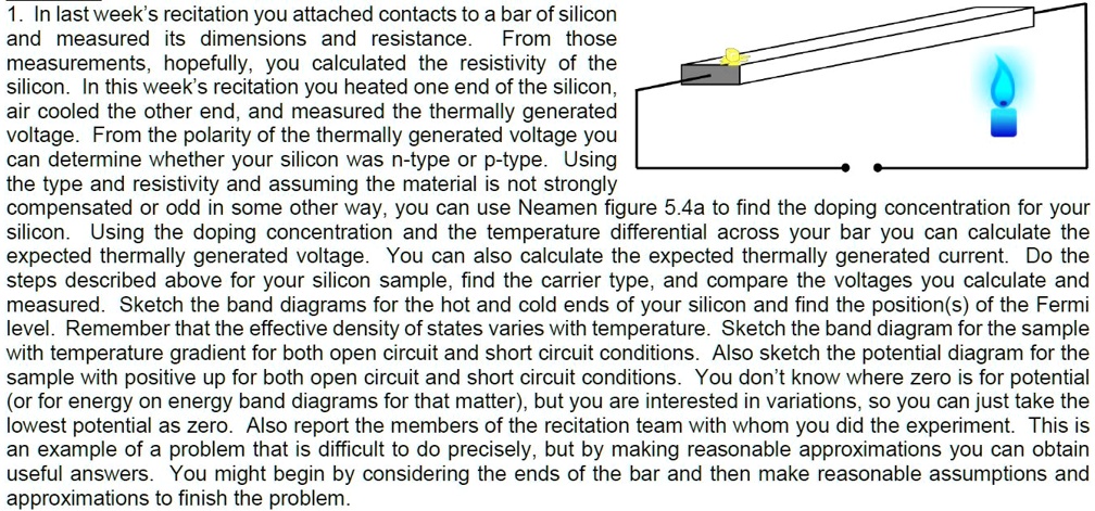 i need help in this question in the recitation we connected the of the dmm to the hot side128c and the to the room temperature side 25c we got v 54 mv and i 17 ua based on the polarity of th 65977
