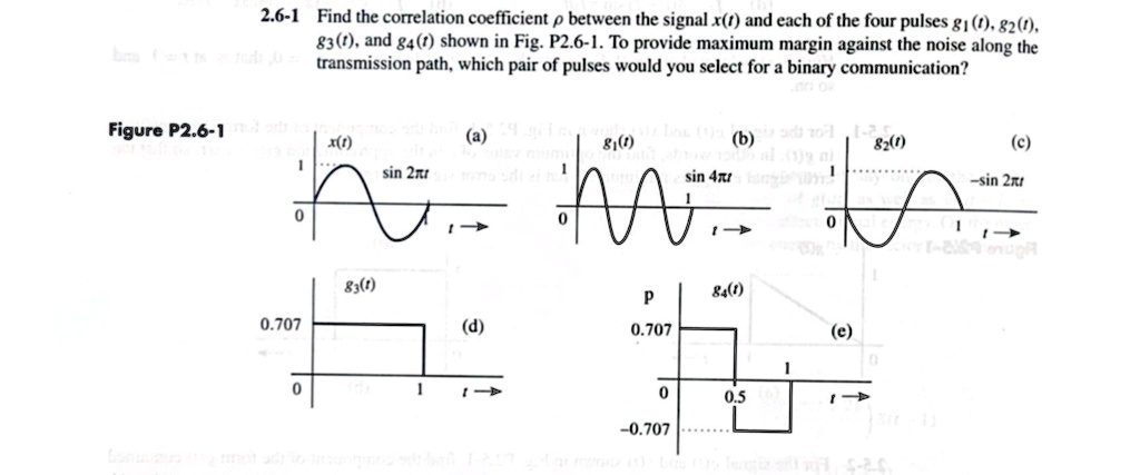 SOLVED: 2.6-1 Find the correlation coefficient between the signal x(t ...