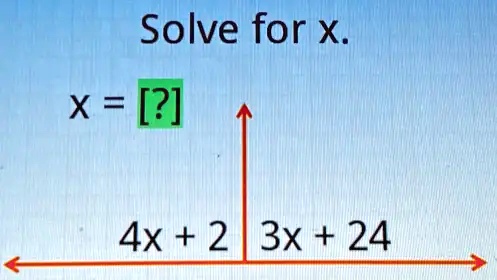 Solve for x.
x = [?]4x + 2   3x + 24