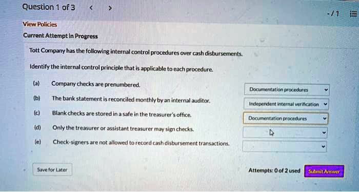 Question 1 of 3 View Policies Current Attempt in Progress Tott 